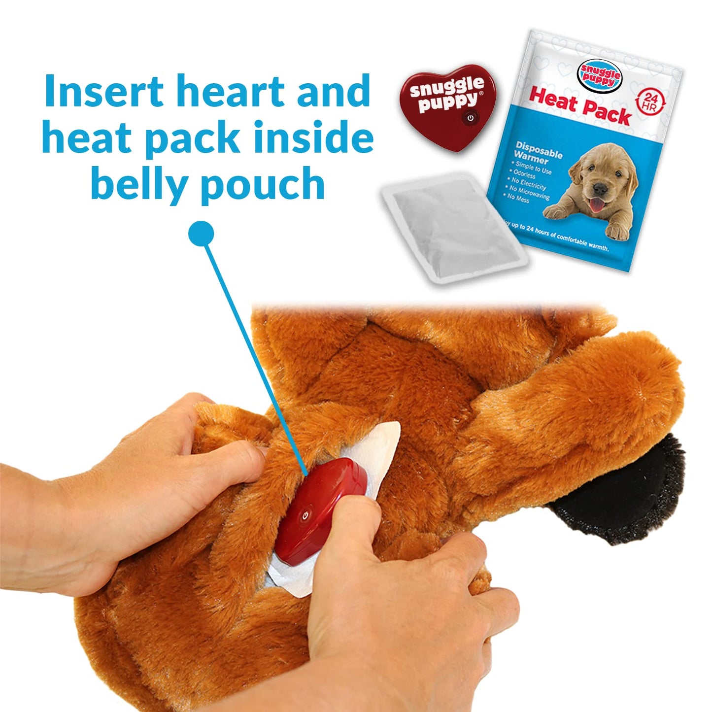 Original Snuggle Puppy Heartbeat Stuffed Toy for Dogs. Pet Anxiety Relief and Calming Aid, Comfort Toy for Behavioral Training in Biscuit