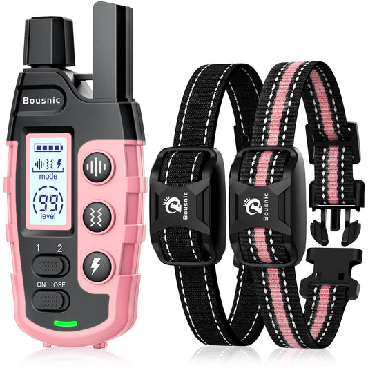 Bousnic Dog Shock Collar 2 Dogs (5-120Lbs) - 3300 ft Waterproof Training Collar for Dogs Large Medium Small with Rechargeable Remote, Beep (1-8) Vibration (1-16) and Humane Shock (1-99) Modes